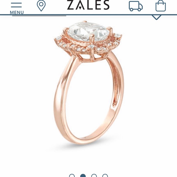 💍Zales Oval White Sapphire & Diamond 10k Rose Gold Vintage Style Ring Size 7 - Picture 7 of 12